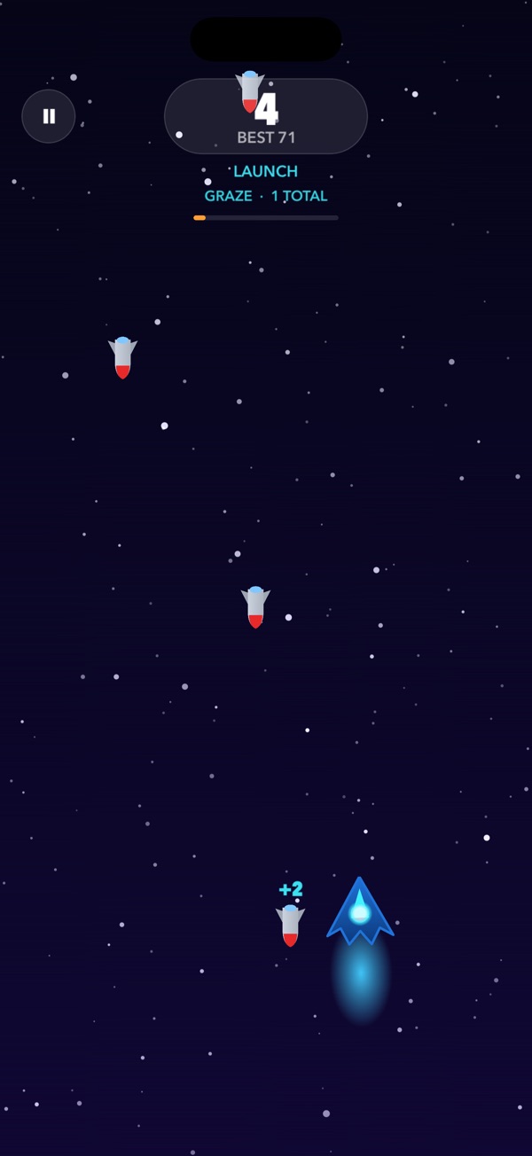 Star Grazer: a ship dodging falling rockets