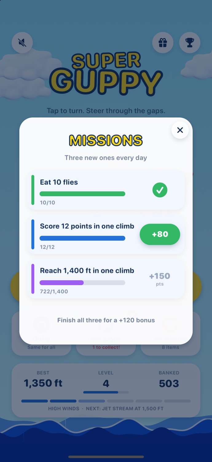 Three daily missions with rewards