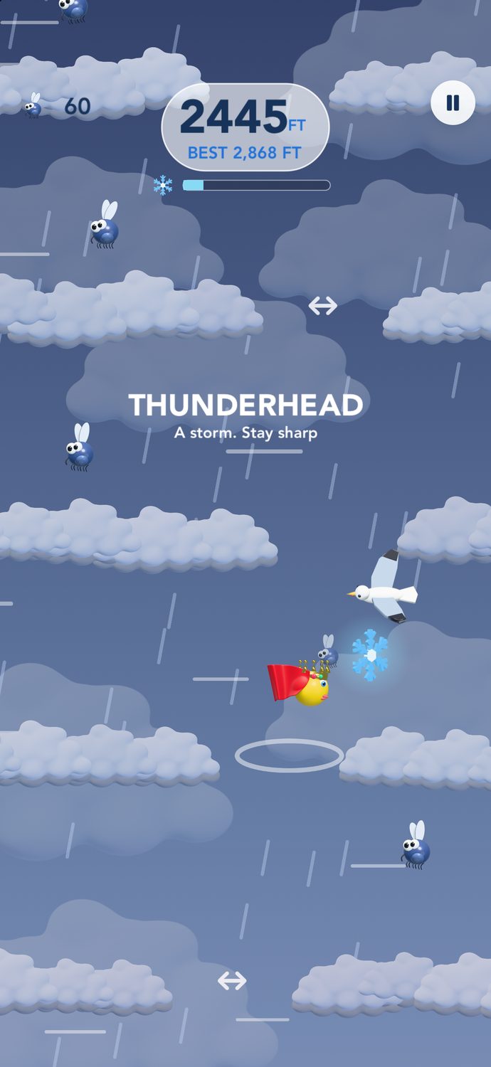 Guppy climbing through rain as the Thunderhead zone begins
